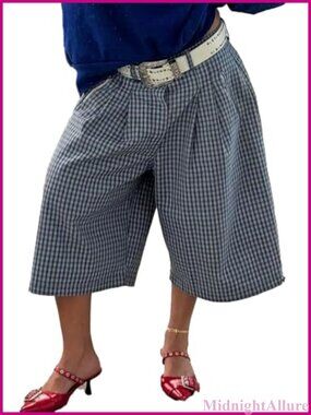 Wide Leg Capri Cargo Pants High Waisted Cropped Polyester Spandex Casual